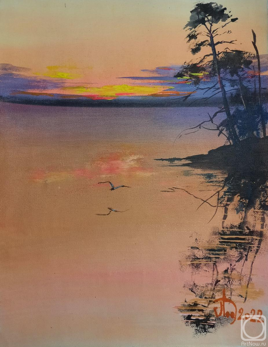 Lednev Alexsander. Sunset on the lake