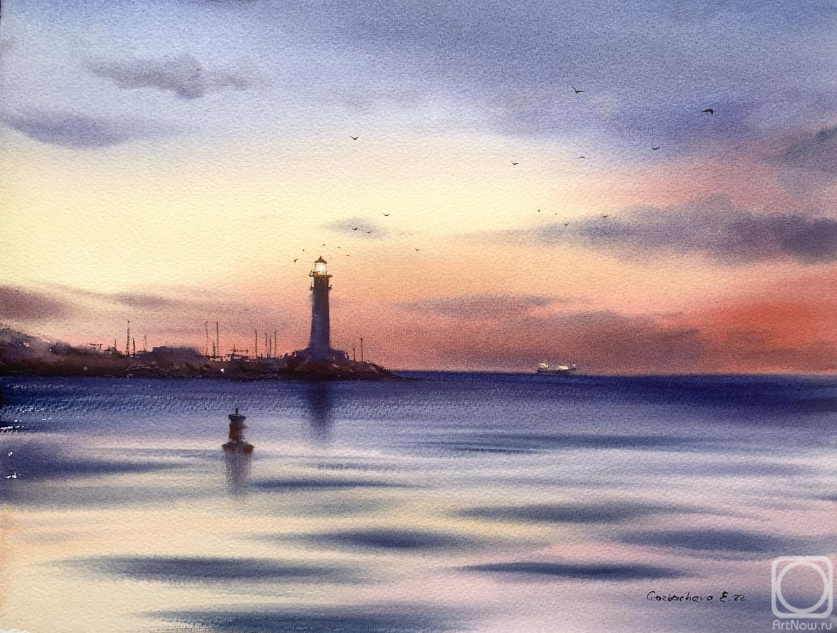 Gorbacheva Evgeniya. Sunset on the sea. Lighthouse. #4