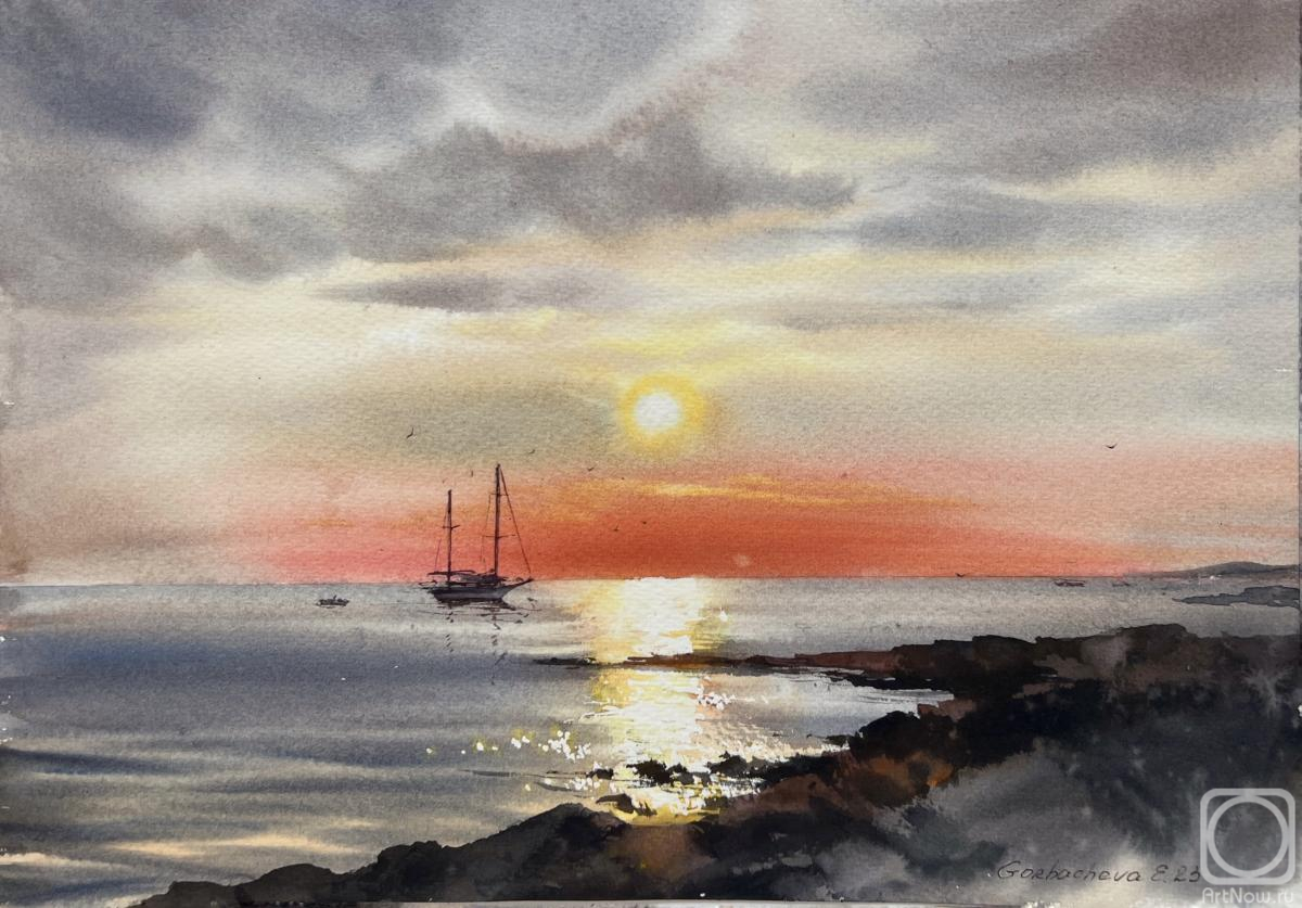 Gorbacheva Evgeniya. Sunset on the sea Yacht