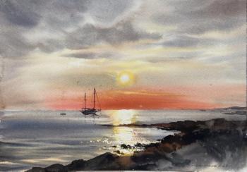 Sunset on the sea Yacht. Gorbacheva Evgeniya