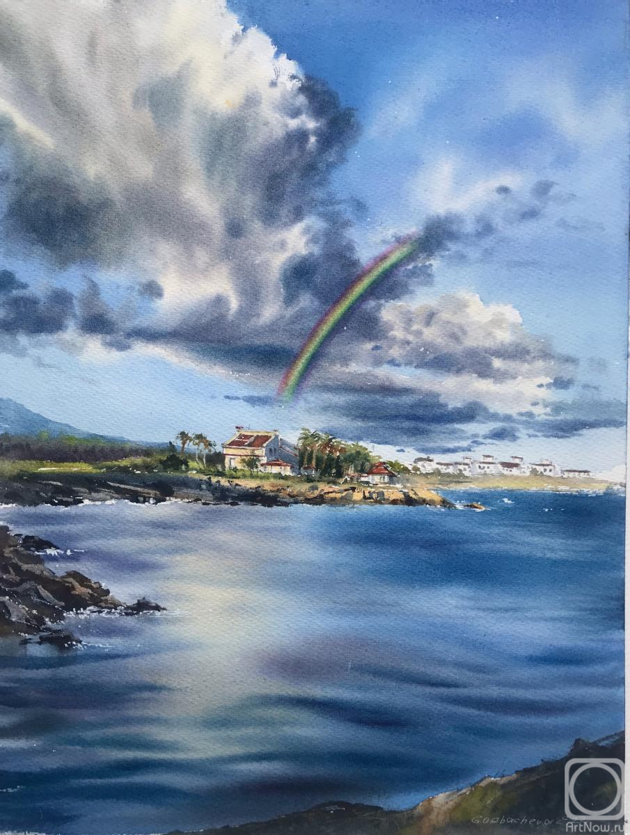 Gorbacheva Evgeniya. Sea coast of Cyprus Clouds Rainbow #2