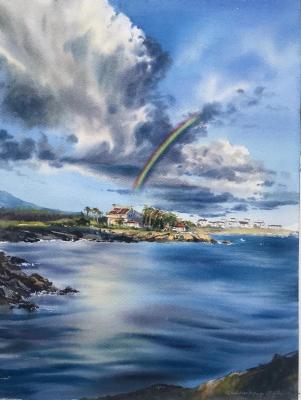 Sea coast of Cyprus Clouds Rainbow #2. Gorbacheva Evgeniya