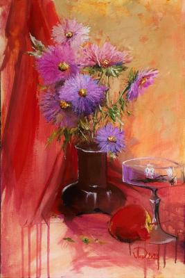 Still life with lilac asters (Purple Vase). Lednev Alexsander