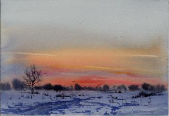 Orange sunset #4 (Watercolour). Gorbacheva Evgeniya