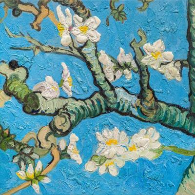 Free copy of Van Goghs painting Blossoming Almond Branches. Painting one