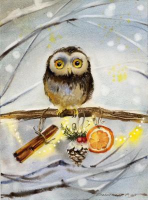 Owl with New Year's gifts (Winter Bird). Gorbacheva Evgeniya