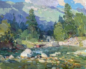 Summer sketch in the mountains (Pine Trees In The Mountains). Makarov Vitaly