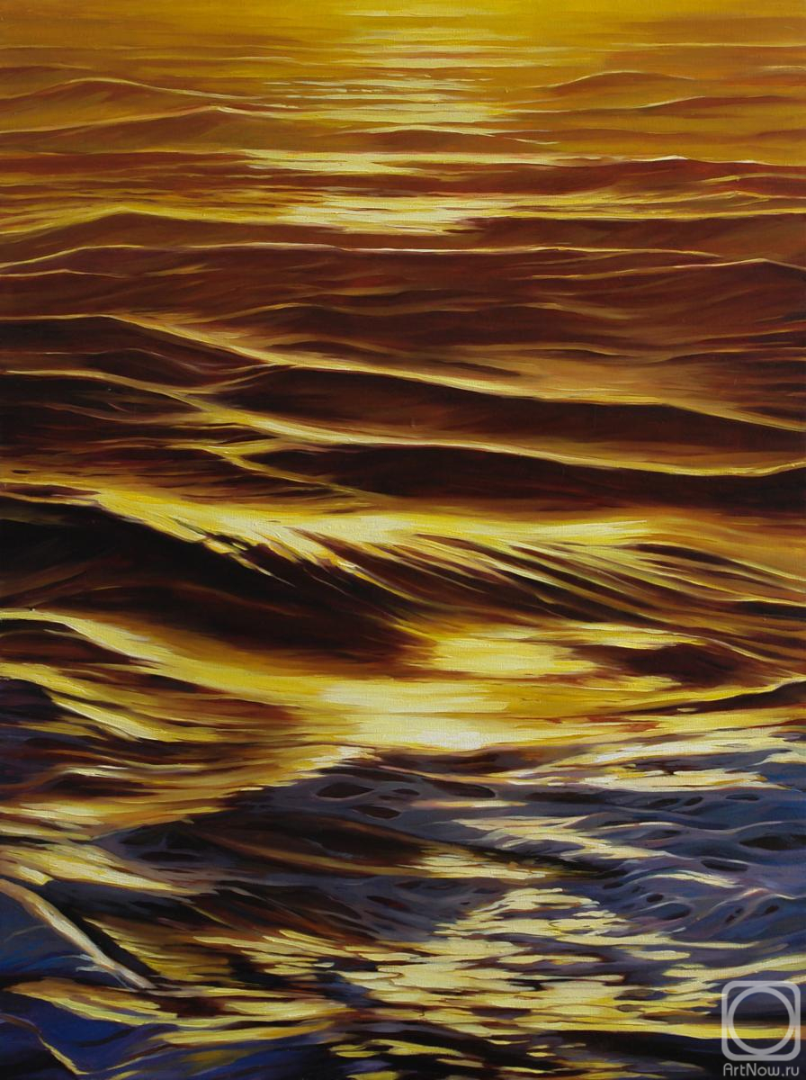 Vestnikova Ekaterina. Sea waves at sunset