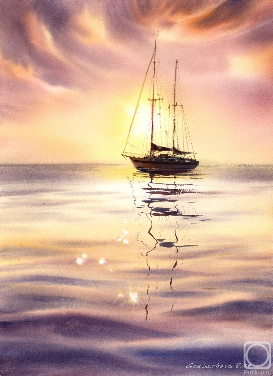 Gorbacheva Evgeniya. Yacht at sunset #8