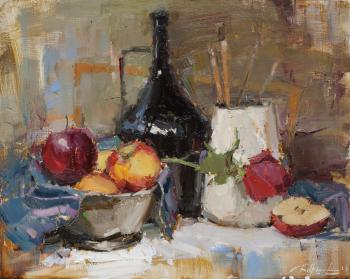 Still life with rose and apples