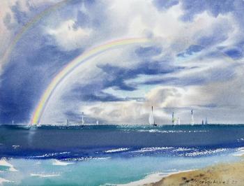 Rainbow over the sea Regatta (Sky Over The Sea). Gorbacheva Evgeniya