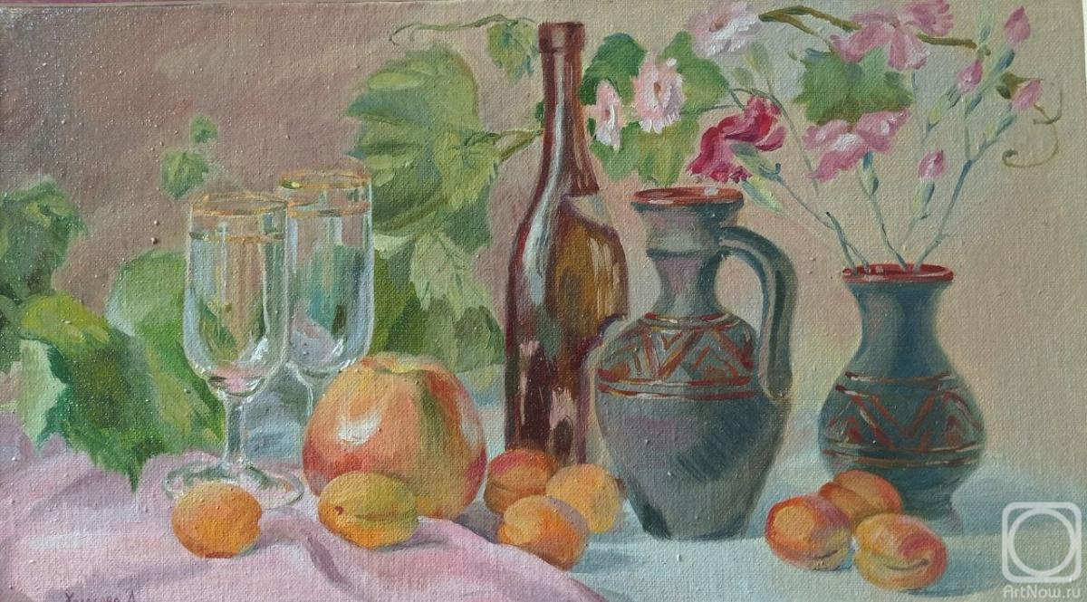 Holodova Liliya. Still life with apricots