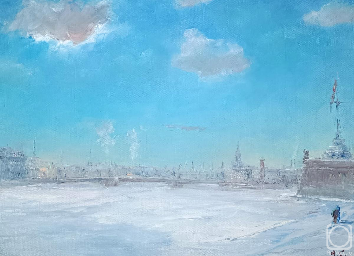 Solovev Alexey. The ice on the Neva. February sun