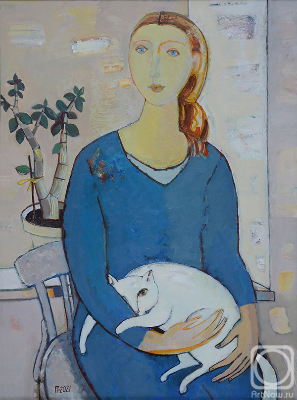 Gorshunova Tatiana. With a white cat