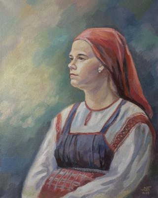 Portrait of a woman in Russian national costume. Shatalov Andrey