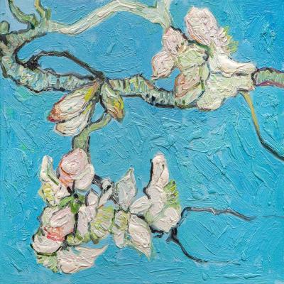 Free copy of Van Goghs painting *Blossoming Almond Branches*. Painting two