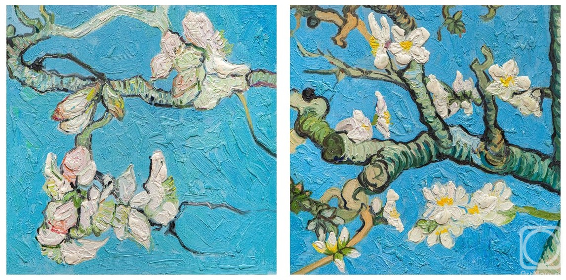 Vlodarchik Andjei. Free copy of Van Goghs painting *Blossoming Almond Branches*. Diptych