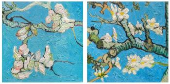 Free copy of Van Goghs painting *Blossoming Almond Branches*. Diptych