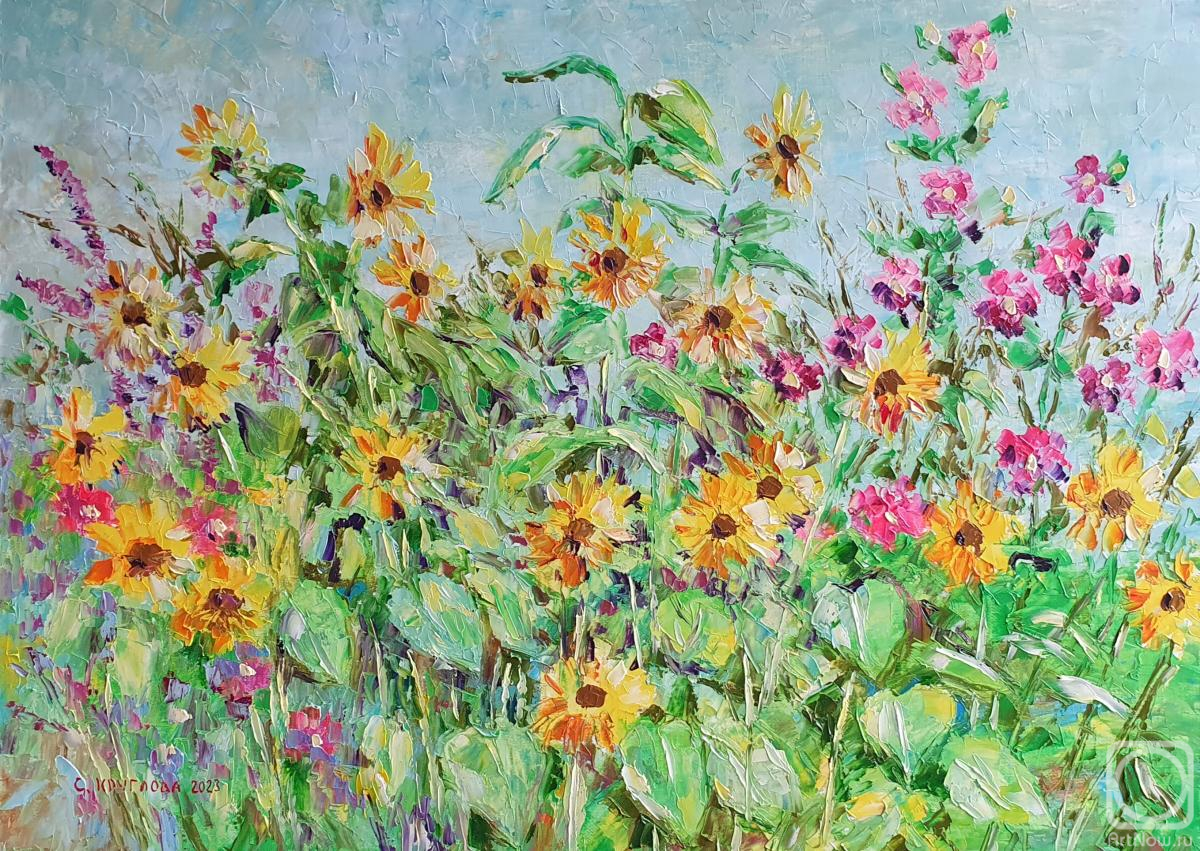 Kruglova Svetlana. Mallows and yellow daisies