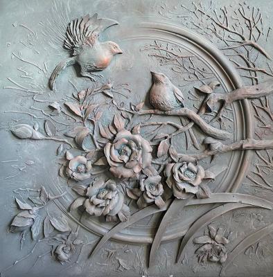 Birds on a magnolia branch (Relief). Latipov Amir