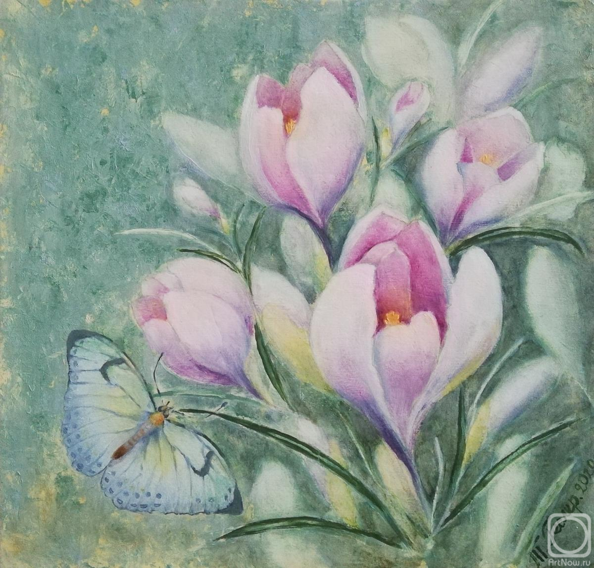 Gesler Tatyana. Snowdrops with a butterfly
