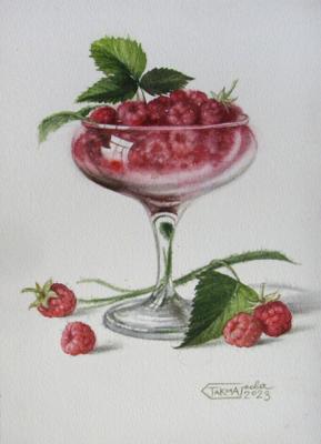 Raspberries in a glass. Takmakova Natalya
