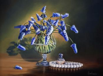 Muscari Flowers (Hyacinth Oil Painting). Kravchenko Yuliya