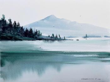 Mountain Lake #33 (Watercolor Monochrome). Gorbacheva Evgeniya
