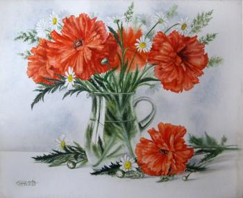 Poppies (A Beautiful Glass Vase). Takmakova Natalya