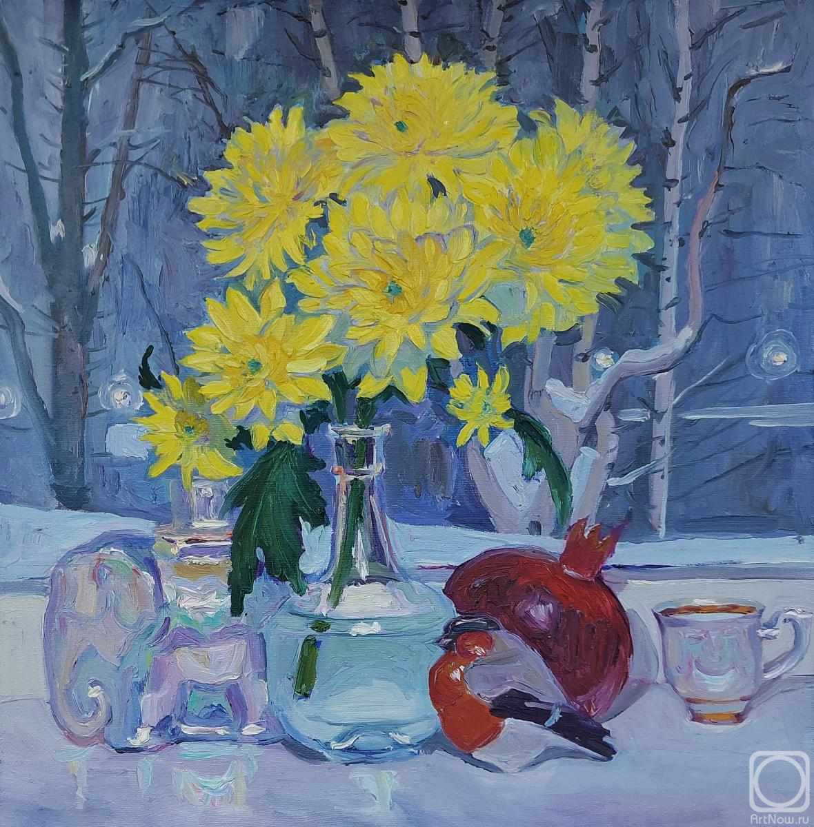 Melnikov Aleksandr. Chrysanthemums and porcelain
