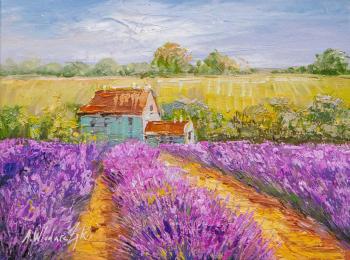 House in the lavender fields (Lavender Oil Painting). Vlodarchik Andjei