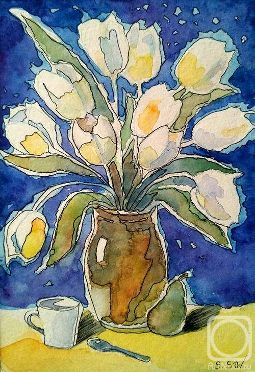 Savelyeva Elena. White tulips
