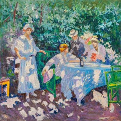 A copy of the painting by Konstantin Korovin *In the garden. Gurzuf* (People In Oil). Kamskij Savelij