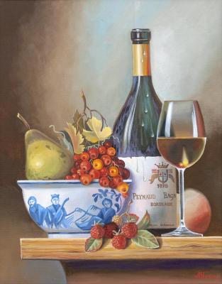 Still life with wine and fruits. Shatalov Andrey