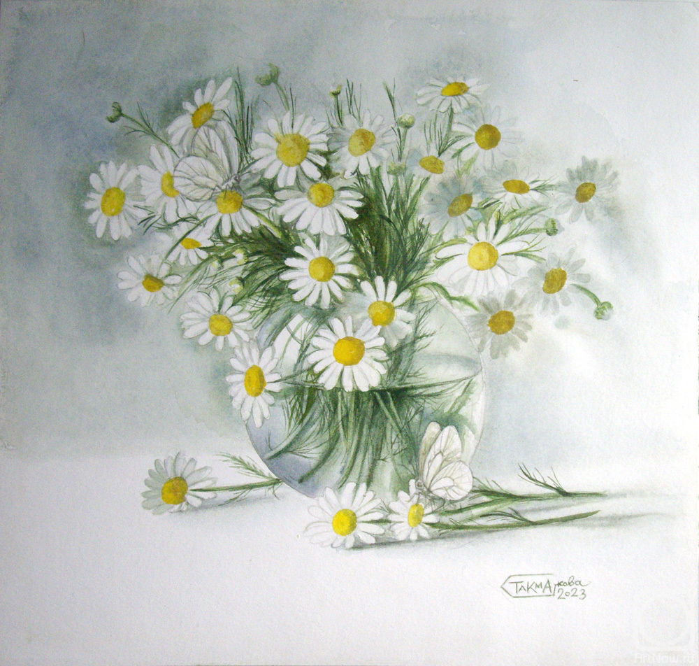 Takmakova Natalya. Still life with daisies