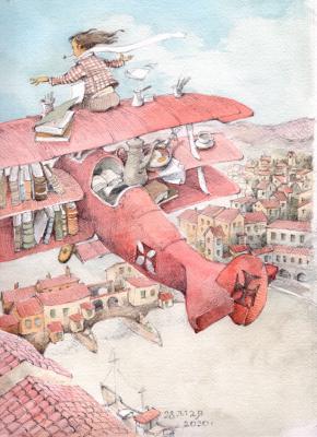 Flying over Ponte Vecchio (Paper Airplane). Kozlov Valeriy