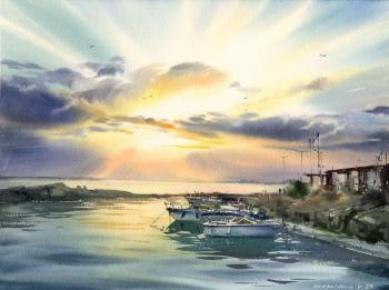 Boats on the pier Sunset #2 (Sunset On The Pier). Gorbacheva Evgeniya