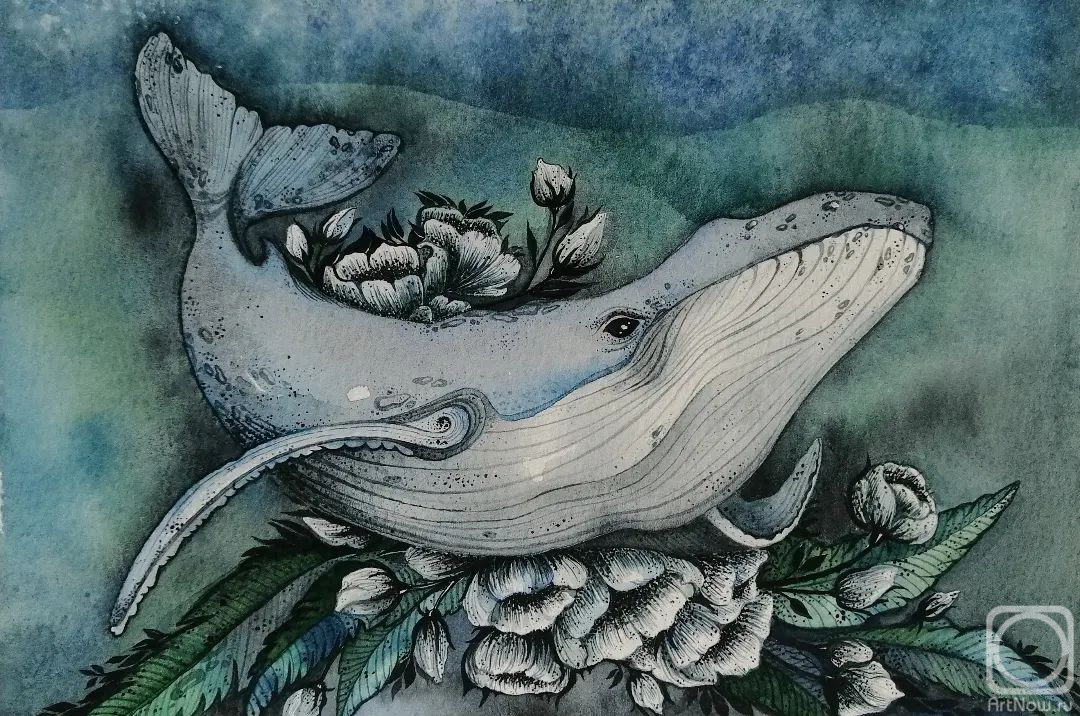 Kildysh Marina. A whale in sea colors