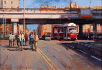 Everyday life of the Moscow tram. Moscow, Rusakovskaya overpass. Shalaev Alexey