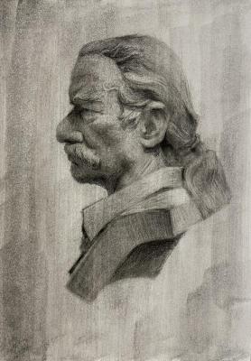 Portrait of a plaster head. Akimova Margarita