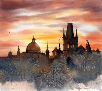 Prague at sunset (Prague Architecture). Gorbacheva Evgeniya
