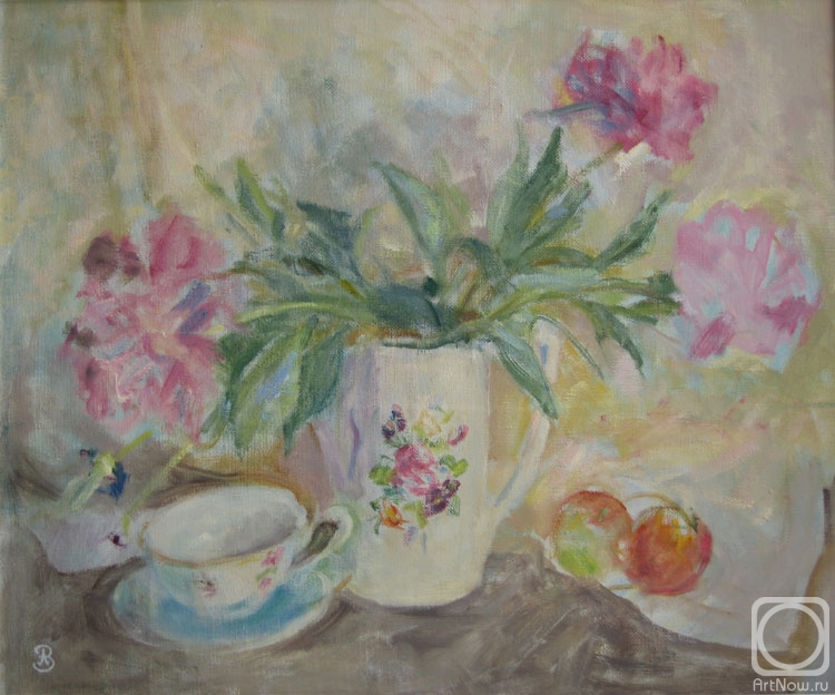 Zefirov Andrey. Peonies, Apples and a Cup