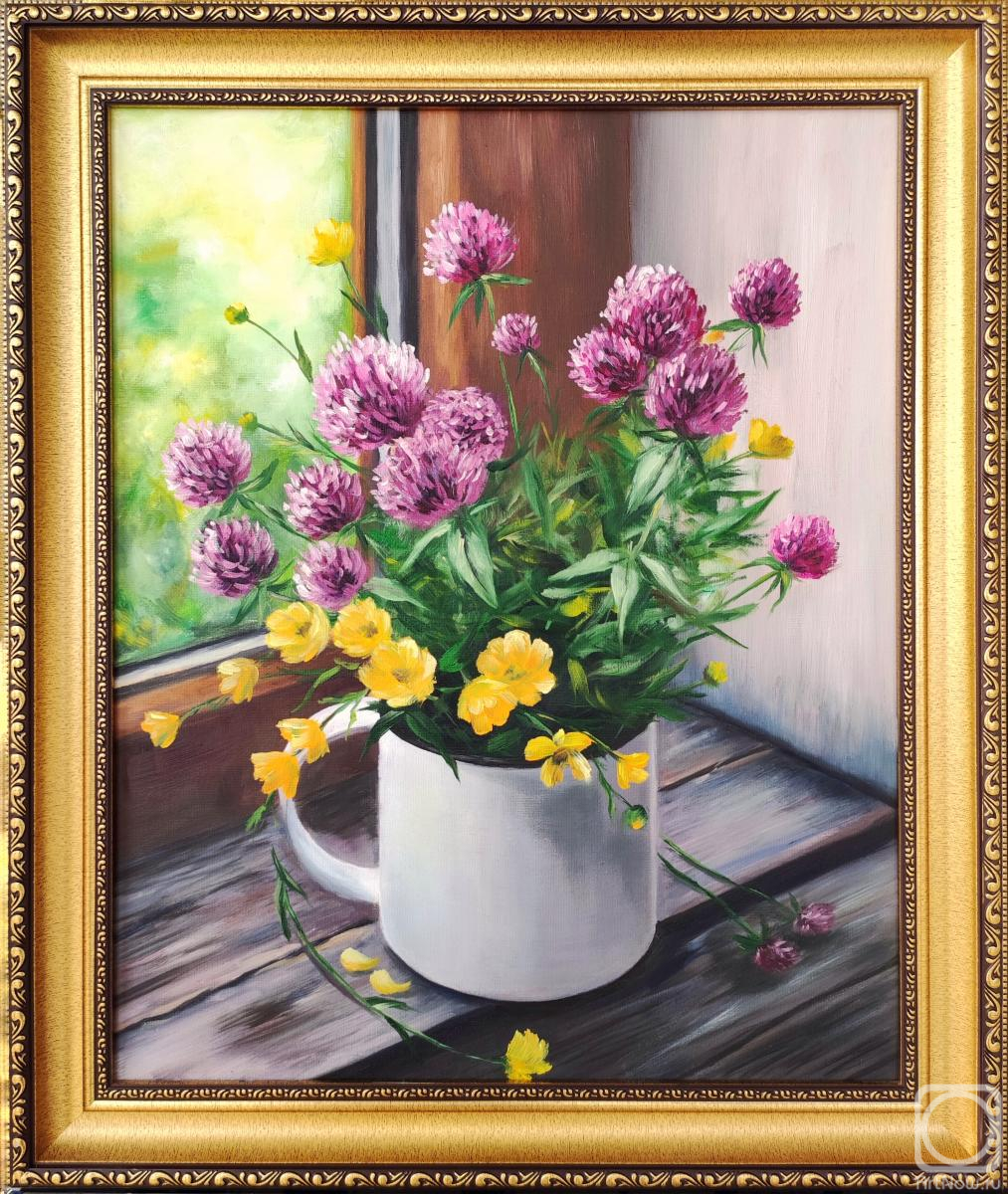 Samsonova Tatyana. A bouquet of clover and buttercups