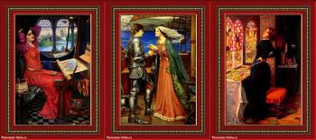 Triptych of pre-Raphaelite copies "Waiting for the Knight"