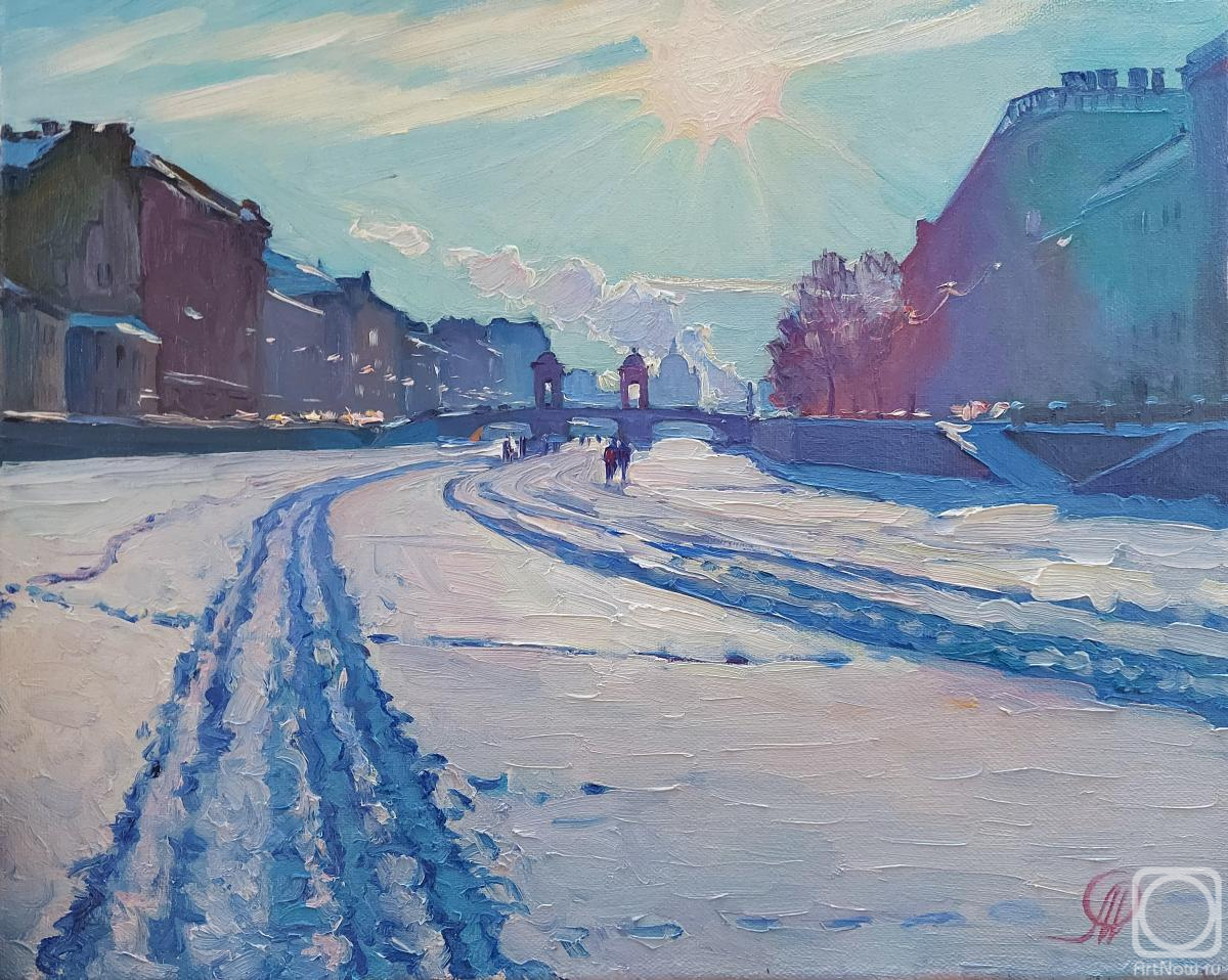 Melnikov Aleksandr. Winter walk along the Fontanka River