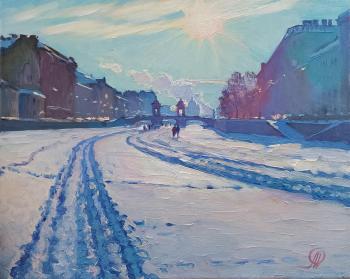 Winter walk along the Fontanka River. Melnikov Aleksandr