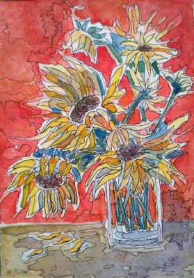 Crazy Sunflowers (Red Sunflowers). Savelyeva Elena