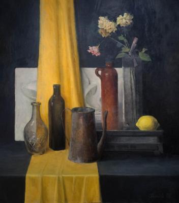 Still life with yellow drapery (Fabric Painting). Goryunova Olga