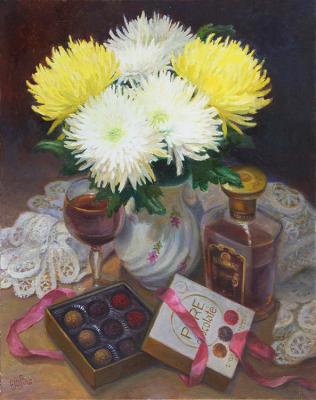 Bouquet of chrysanthemums and sweets ( ). Shumakova Elena