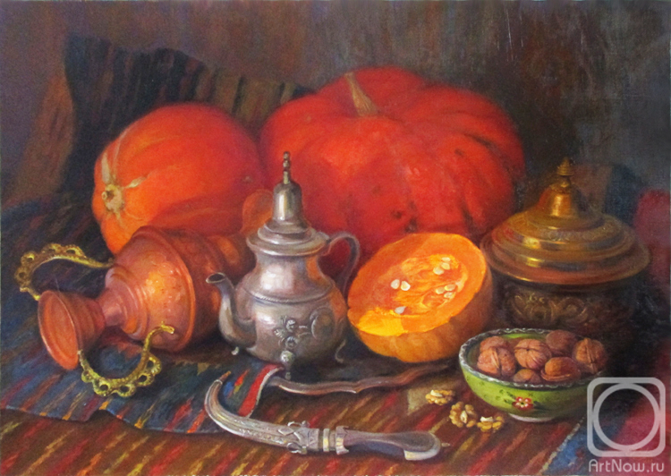 Shumakova Elena. Oriental still life with pumpkins
